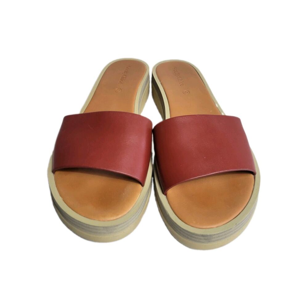 See by Chloe Robin Brown Leather Slide Slip On Boho platform Sandals 9/ 40